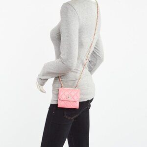Chanel Coral Quilted Lambskin Leather Mini Trendy CC Clutch with Chain Bag